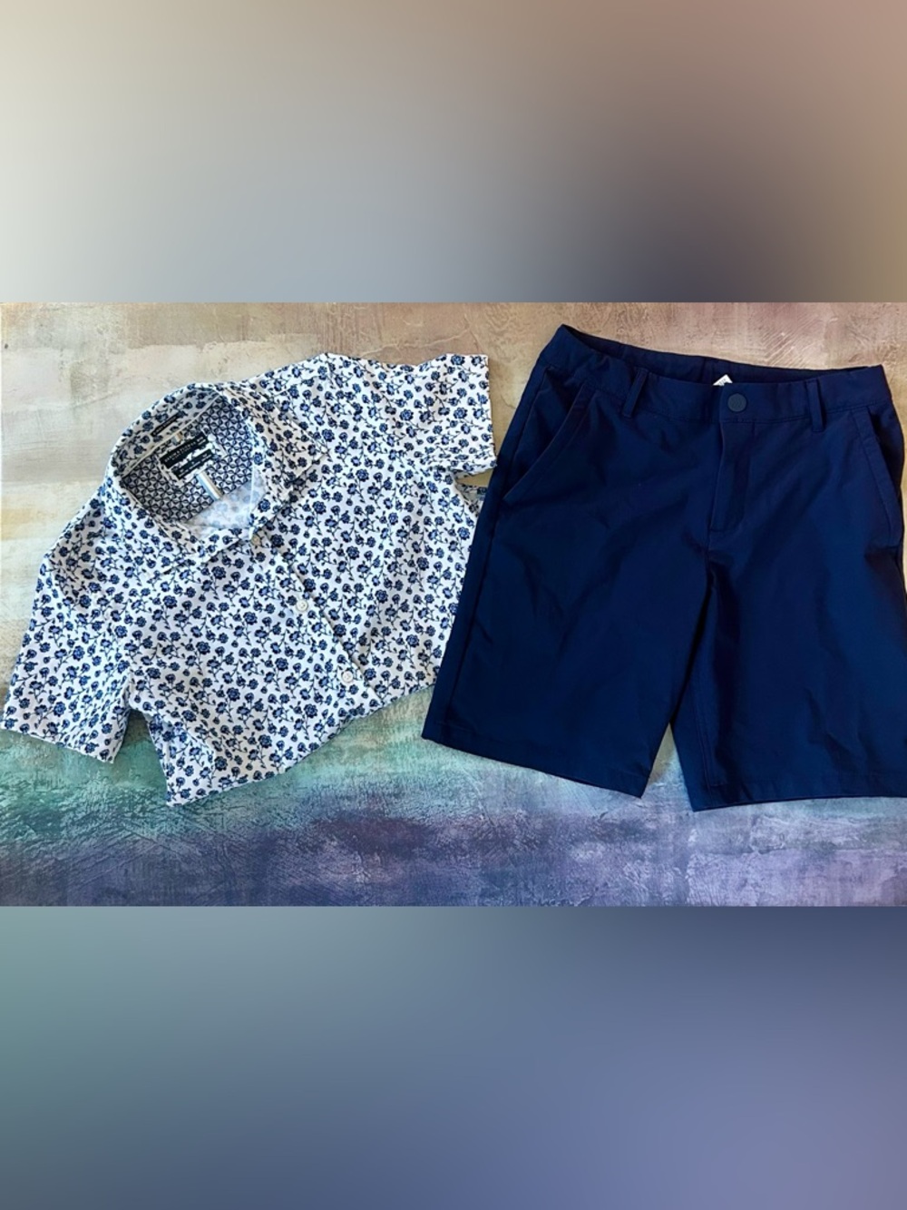 Boys Summer Set - Shirt & Navy Chino Shorts